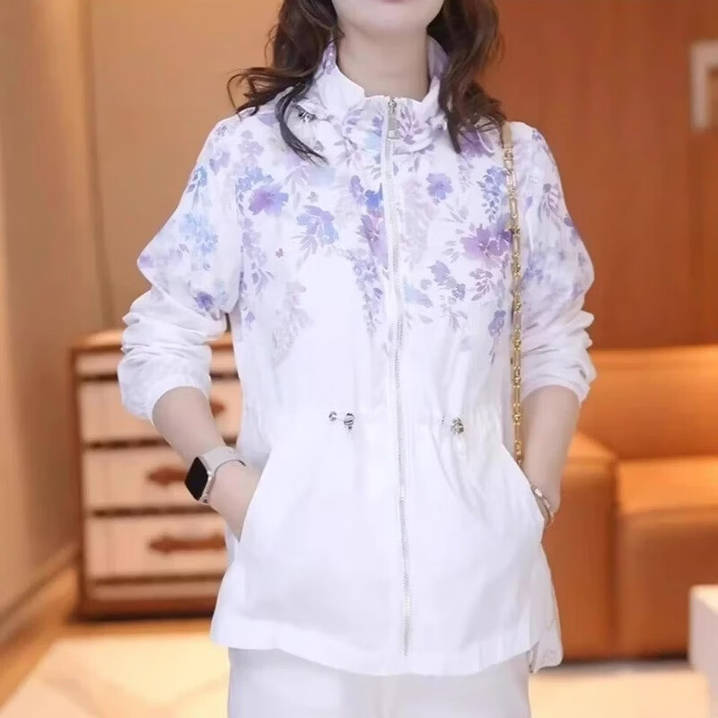 【轻奢爆款】2026新款流行白色连帽防晒外套高级感遮肉显瘦上衣女 白色（可欣888） XL （建议体重110-120斤）