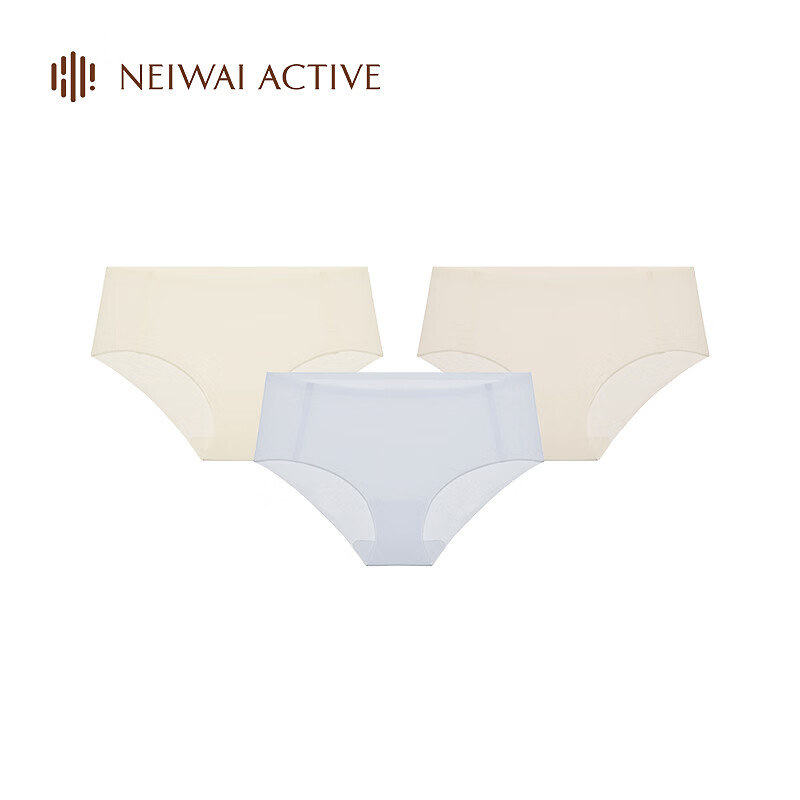 NEIWAI内外橙标3条装内裤女云朵无尺码无痕中腰防夹臀抑菌 蛋奶白/牡蛎灰/奶盐蓝(新包装防滑款) 均码