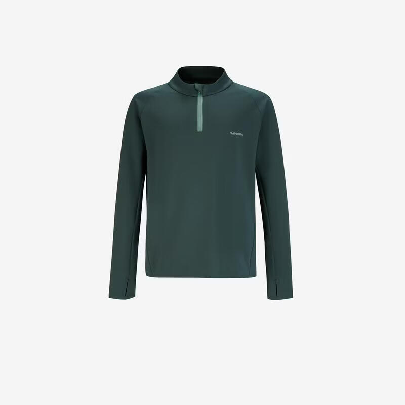迪卡侬（DECATHLON）儿童保暖长袖跑步T恤 深灰绿/青玉色 160 151-160cm 12-13岁