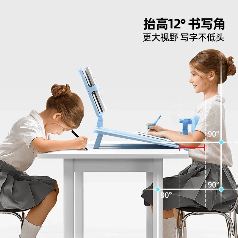 猫太子12°坐姿器儿童小学生桌面款学习写字姿势纠正器写作业防低头驼背 五维阅读架Air【3档可调-12°坐读写】冰川蓝