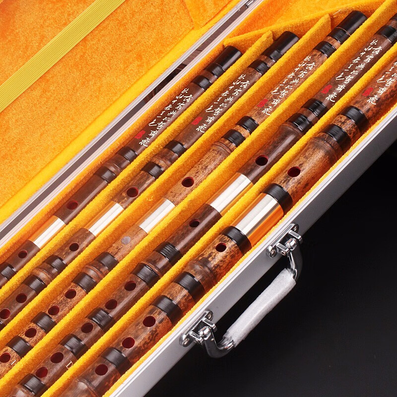 专业演奏笛子乐器双接白铜灌红漆紫竹笛子5支套笛专业演奏紫竹笛套装