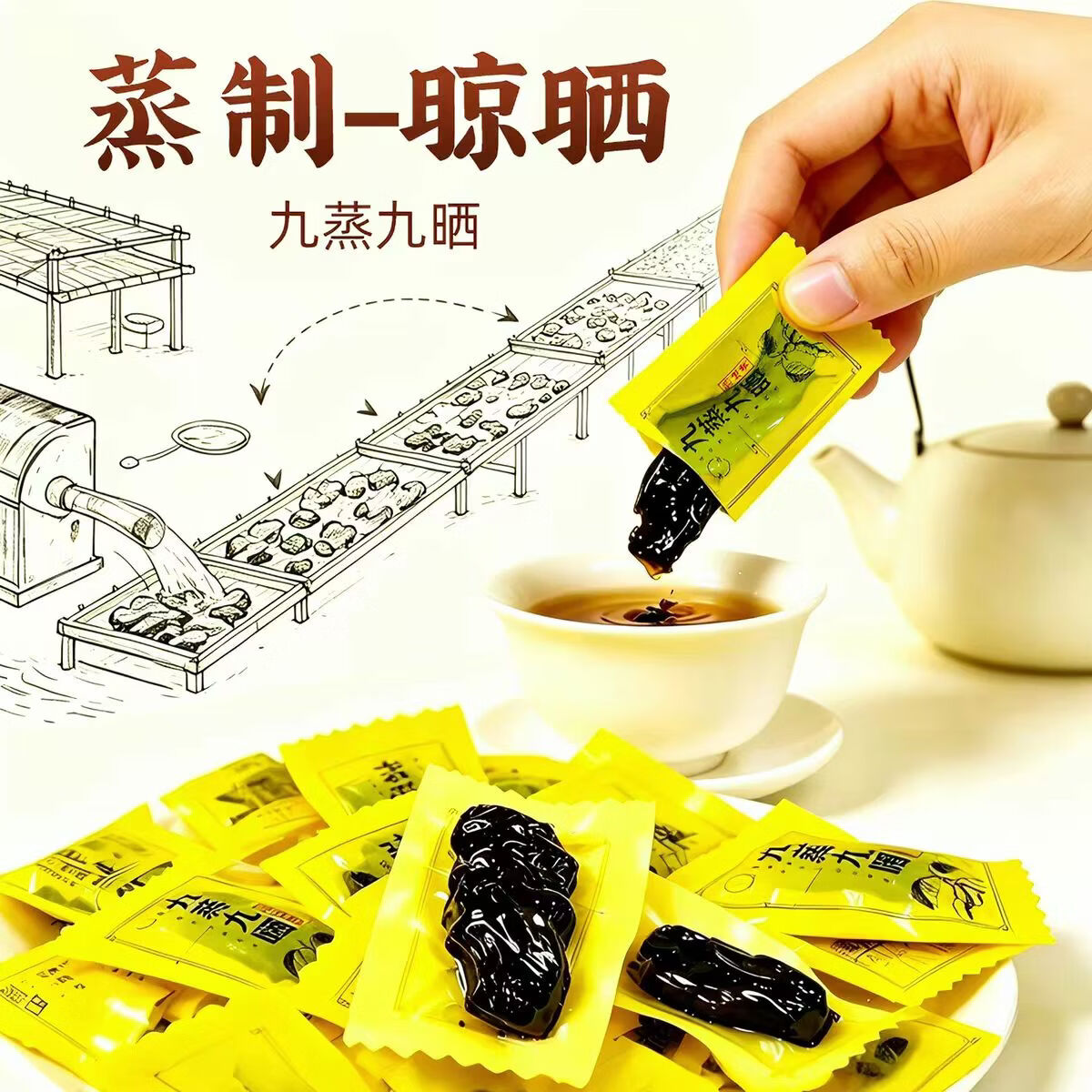 同仁堂河南焦作特级九蒸九晒熟地黄即食正宗中药补血滋阴益精填髓独立装 熟地黄净重 500g*1袋 【独立包装】