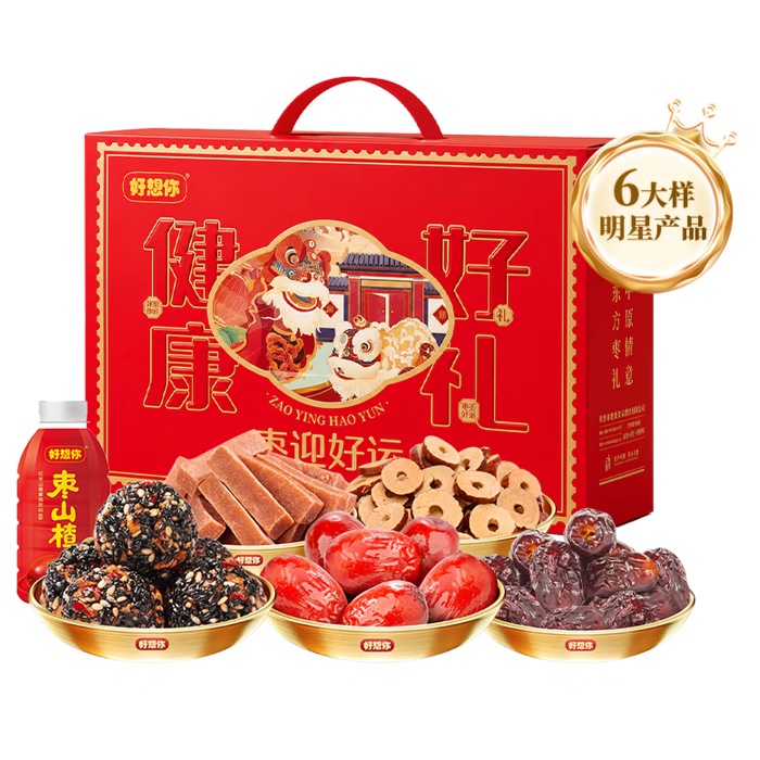 好想你旗下品牌新疆免洗胡杨枣即食煲汤休闲零食 枣迎好运礼盒1654g