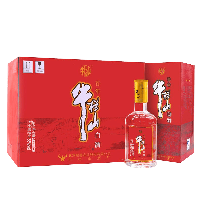拍3件牛栏山38度浓香型白酒京酿商务白酒婚庆自饮送礼礼盒酒500ml6瓶