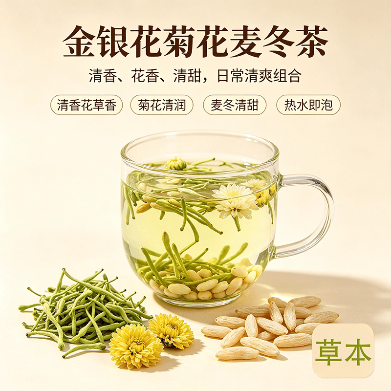 同仁堂(TRT)金银花麦冬菊花组合茶包适人煮泡水喝的养生茶 运费贵【1包装冲泡一次】 1包*1袋