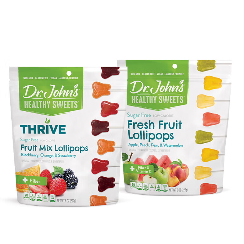 阿爾卑斯（ALPENLIEBE）阿爾卑斯美國約翰博士DrJohns木糖醇無蔗糖棒棒糖水果糖硬糖 水果棒棒糖約25支到25年11