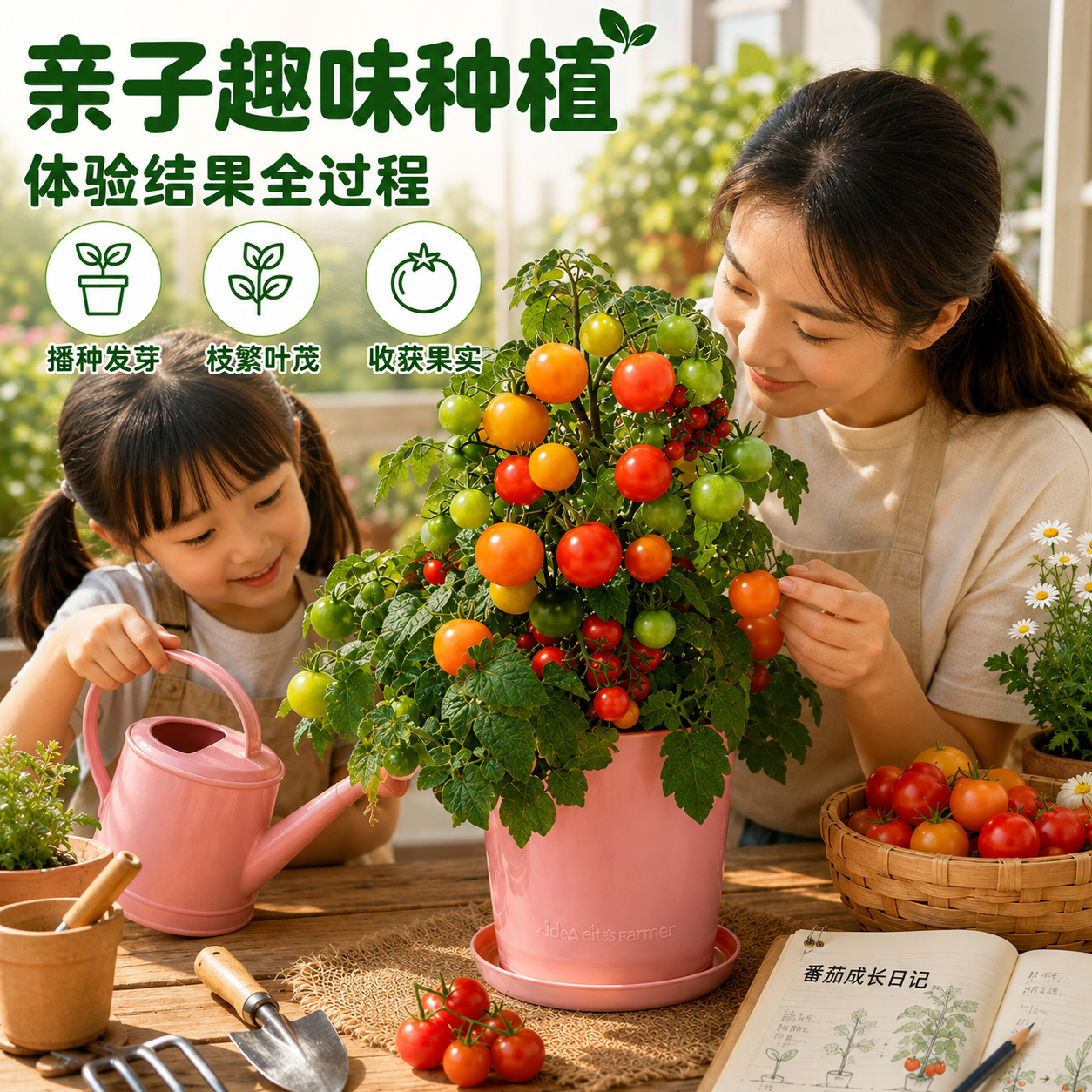 IAM City Farmer果蔬种植套装 DIY种植趣味盆栽 阳台种植可食用果蔬种子 好种易活 矮生小番茄套装 含盆含土含种子 京东折扣/优惠券