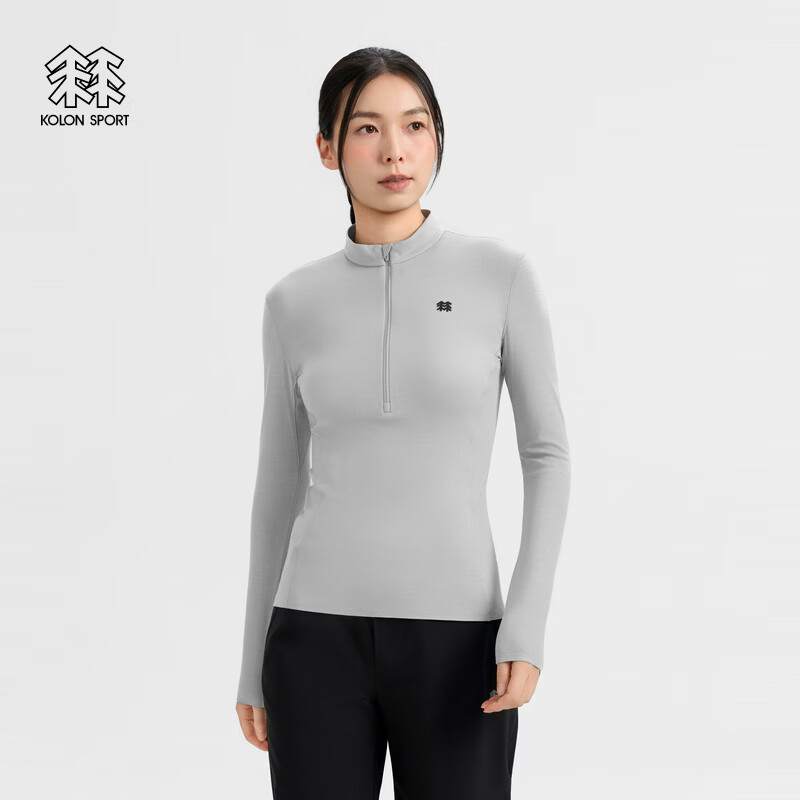 KOLON SPORT/可隆户外休闲衣 女士抗菌WOOL NATURE 羊毛半拉链长T