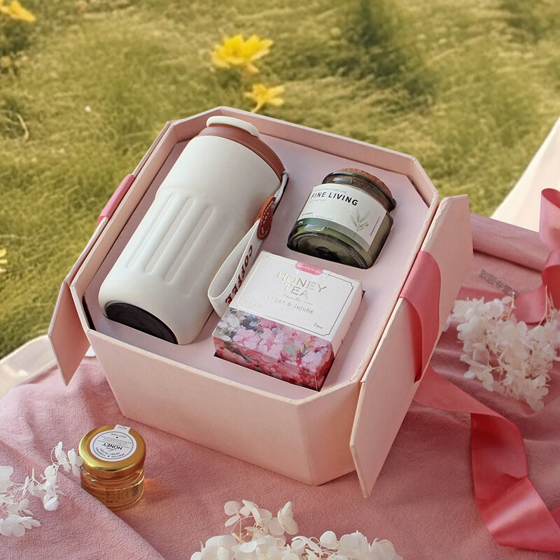 保温杯礼盒礼物女生生日送闺蜜七夕节教师老师18水杯女朋友伴手礼 保温杯金奢八角精装盒咖色+ 0ml