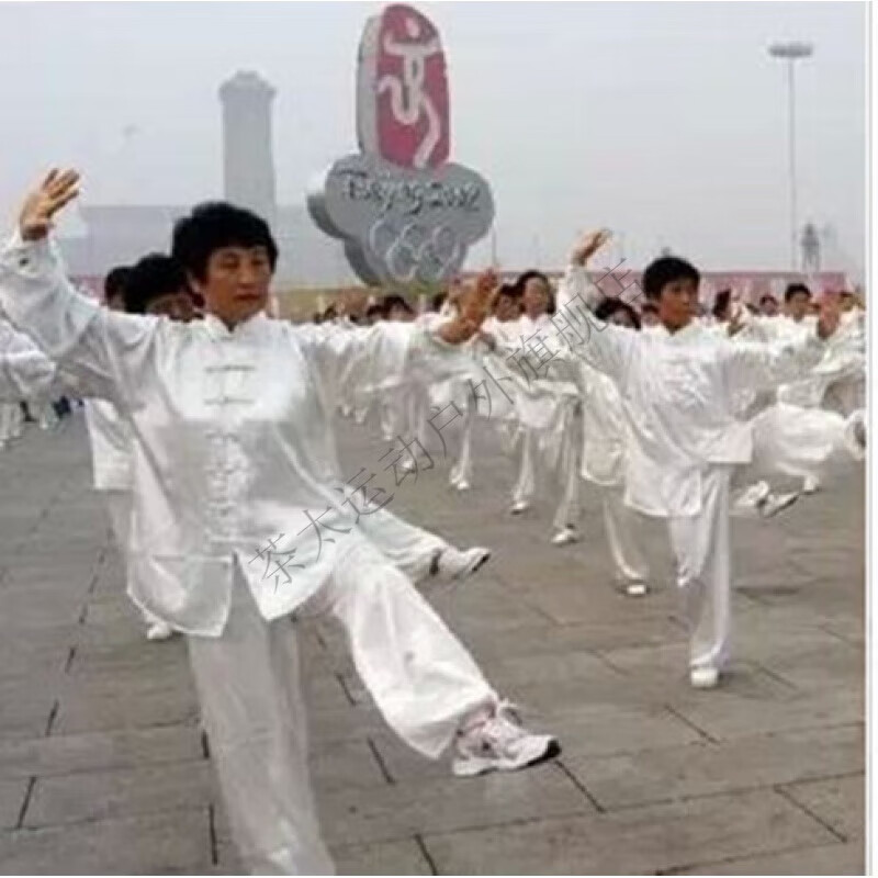 雷莲欣太极服棉加丝春夏男女款晨练表演武术服太极拳套装练功服成人 白色【上衣加裤子】 XXS