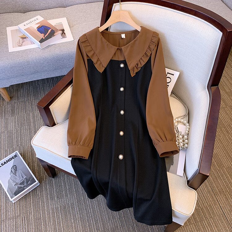 伐柯胖女孩穿的显瘦大码女装连衣裙胖mm300斤秋冬茶歇