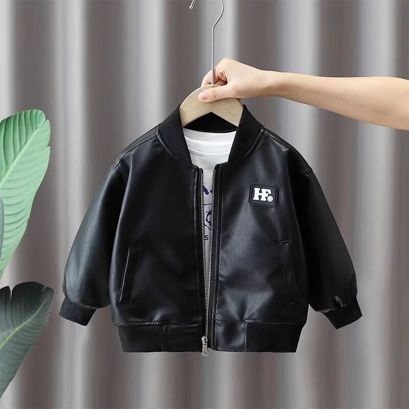 男童皮衣棒球服外套2026新款春秋款儿童休闲pu皮夹克宝宝洋气潮酷 黑色皮衣【春秋款】 140 尺码【建议身高135厘米62斤左右】 京东折扣/优惠券