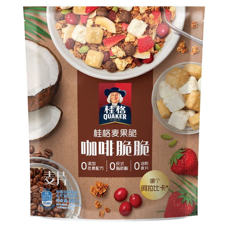桂格桂格咖啡麦果脆活菌大果粒375g/320g零食营养多口味水果坚果麦片