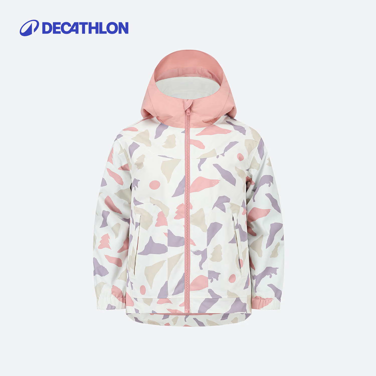 迪卡侬（DECATHLON）儿童可拆卸三合一摇粒绒外套加绒内胆男女童防风户外防水夹克 粉色 100 96-102cm 3-4岁