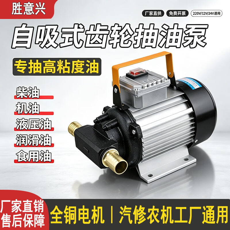 胜意兴电动抽油泵220V大功率大流量自吸泵齿轮泵柴油加油机 220V齿轮泵+6米管 【柴油/机油/齿轮油/刹车油/液压油】