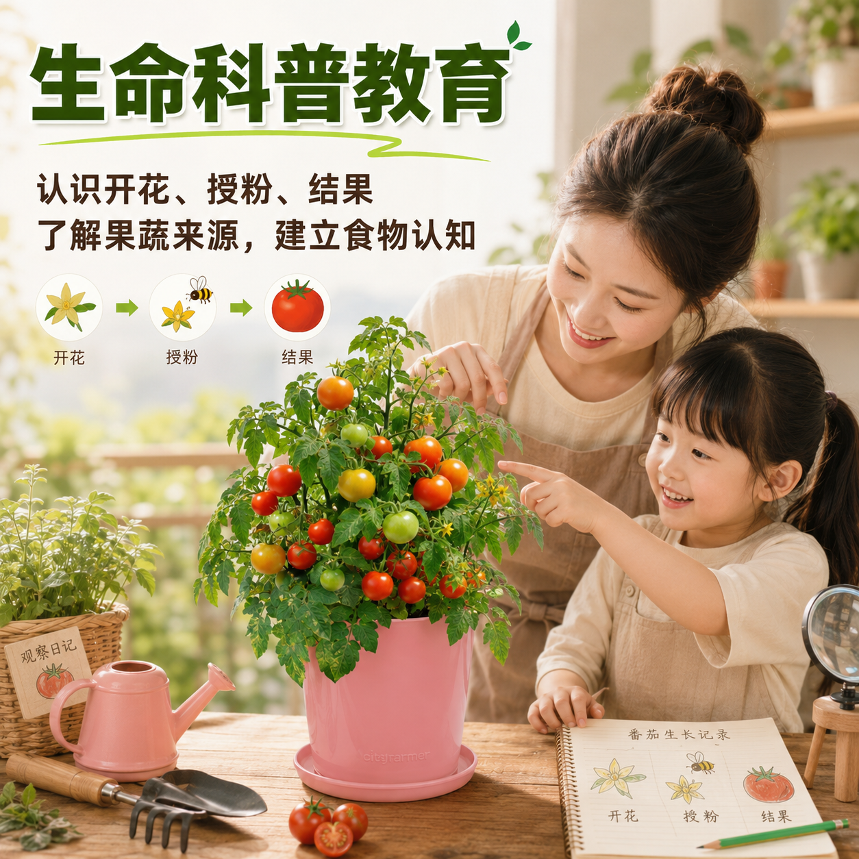 IAM City Farmer果蔬种植套装 DIY种植趣味盆栽 阳台种植可食用果蔬种子 好种易活 矮生小番茄套装 含盆含土含种子