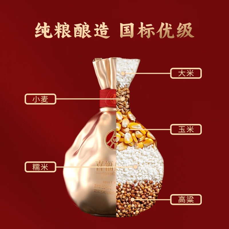 五粮浓香喜福盛世聚财金樽浓香型优级白酒52度500mL*2瓶升学宴请 52度 500mL 2瓶 喜福盛世 聚财金樽