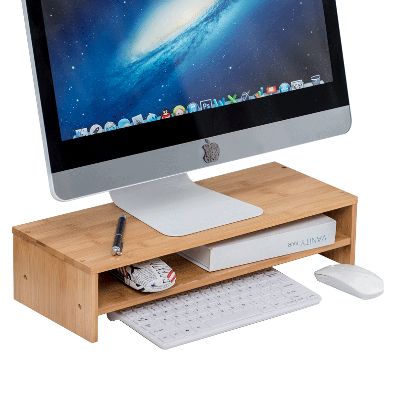 竹城鼎信 台式电脑增高架办公室显示器增高架显示屏支架工位桌面分层整理置物架 增高架双层平板简易款