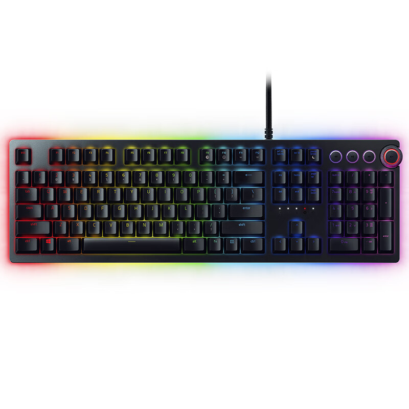 雷蛇 Razer 猎魂光蛛精英版 线性光轴 机械键盘 有线键盘 游戏键盘 104键 RGB幻彩 电竞 黑色 幻彩腕托