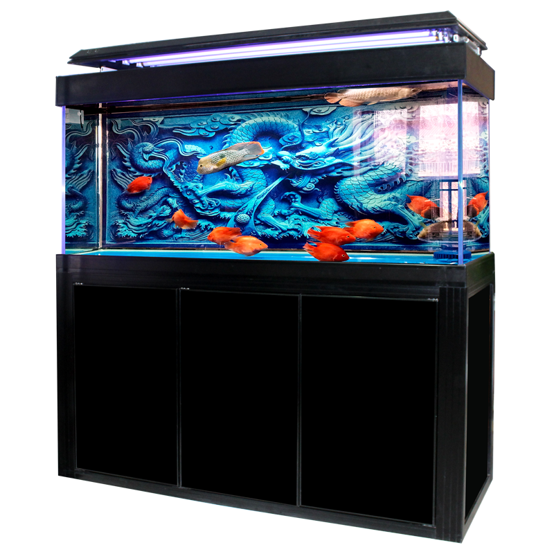 浚瀾超白玻璃客龍魚缸水族箱客廳家用隔斷屏風免換水中型底濾金魚缸 150x55x160-燈架升濾