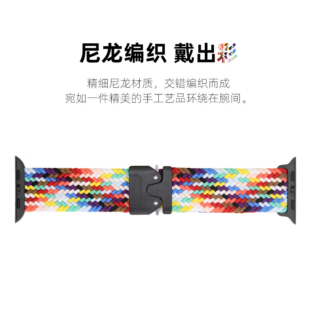 优智顺【热销10万+】适用苹果智能手表配件watch s11表带22mm透气编织apple watch s10腕带男女款s9s8s7 编织降落伞一体款【紫色花纹】 【42/44/45/46/49mm表盘】