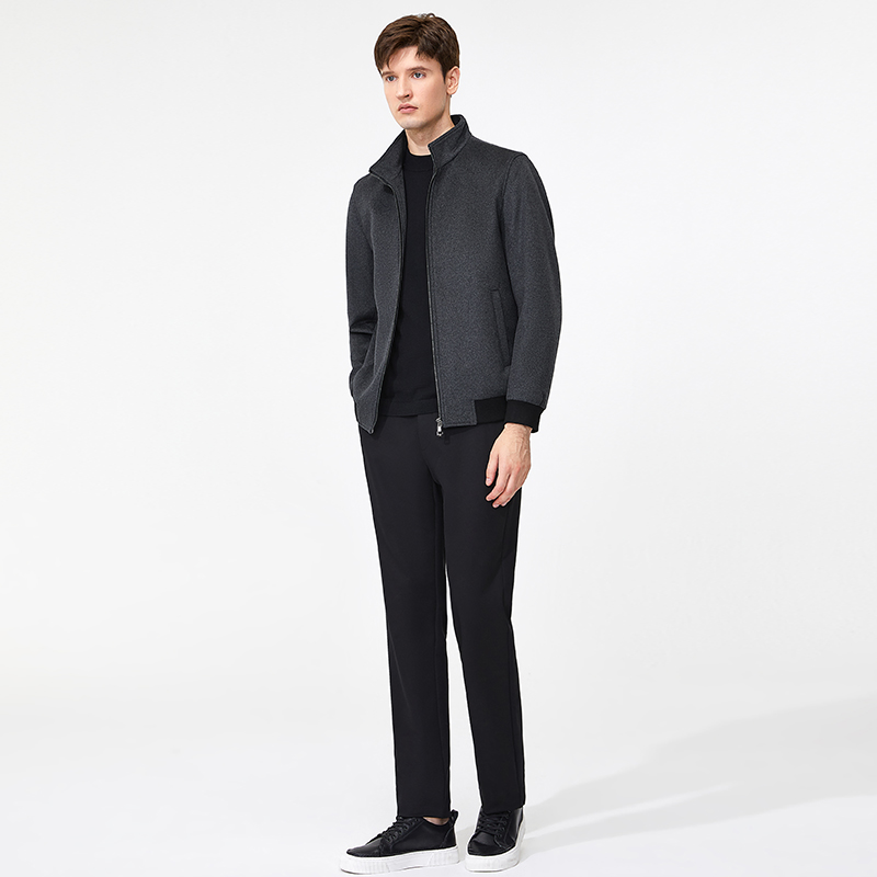 金利来【商场同款】金利来GY夹克男立领秋冬季含羊毛防风保暖外套上衣 黑色 L