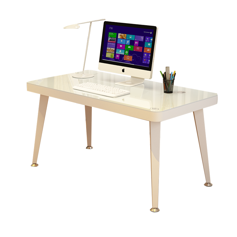 凡社 电脑桌台式 简约北欧现代书桌学习桌办公家用桌子钢化玻璃写字桌子 100*50cm白FZ2WW2100010267260