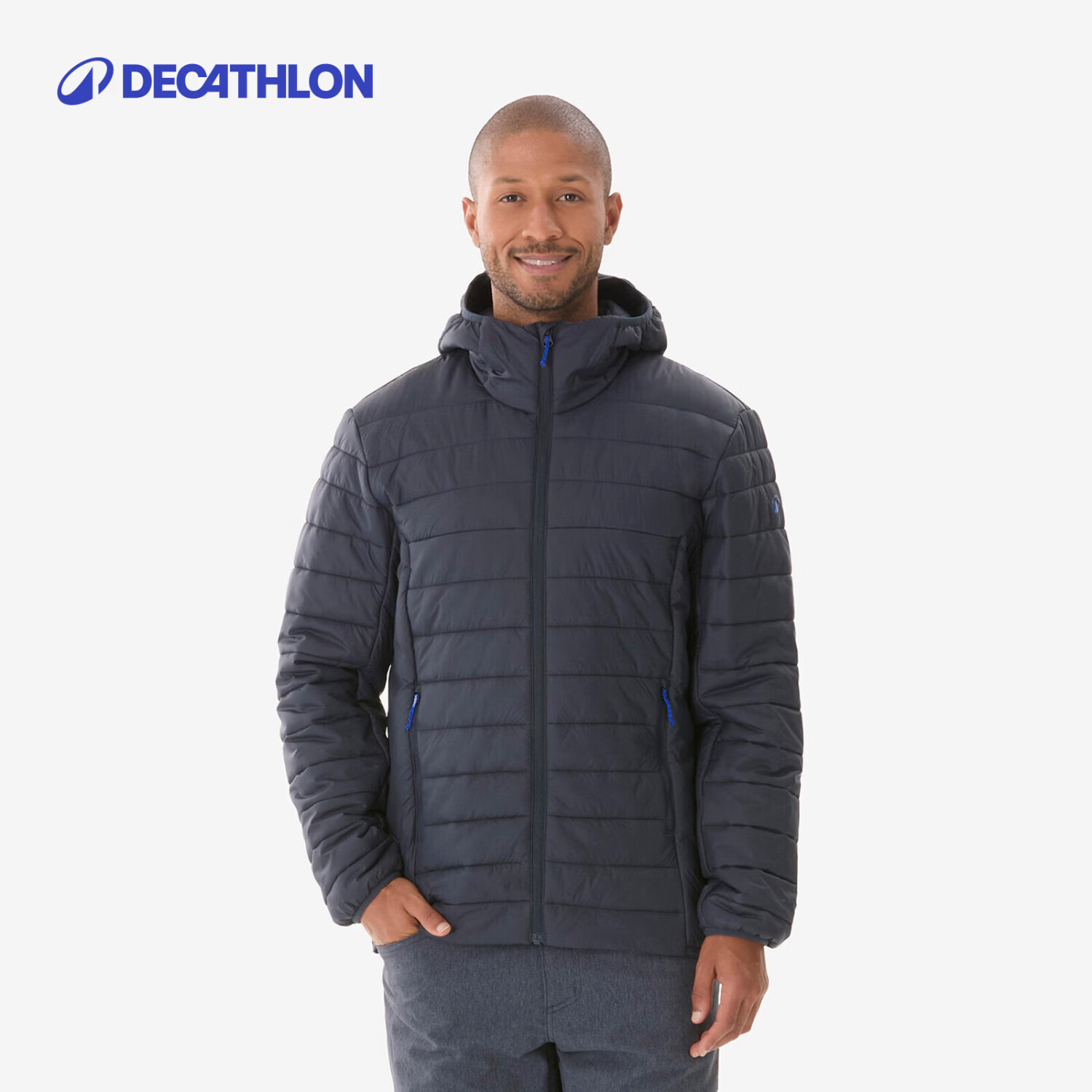 迪卡侬（DECATHLON）棉服冬户外加厚短款连帽运动短款棉袄内胆外套轻薄排骨MH500 蓝色 2XL -短款
