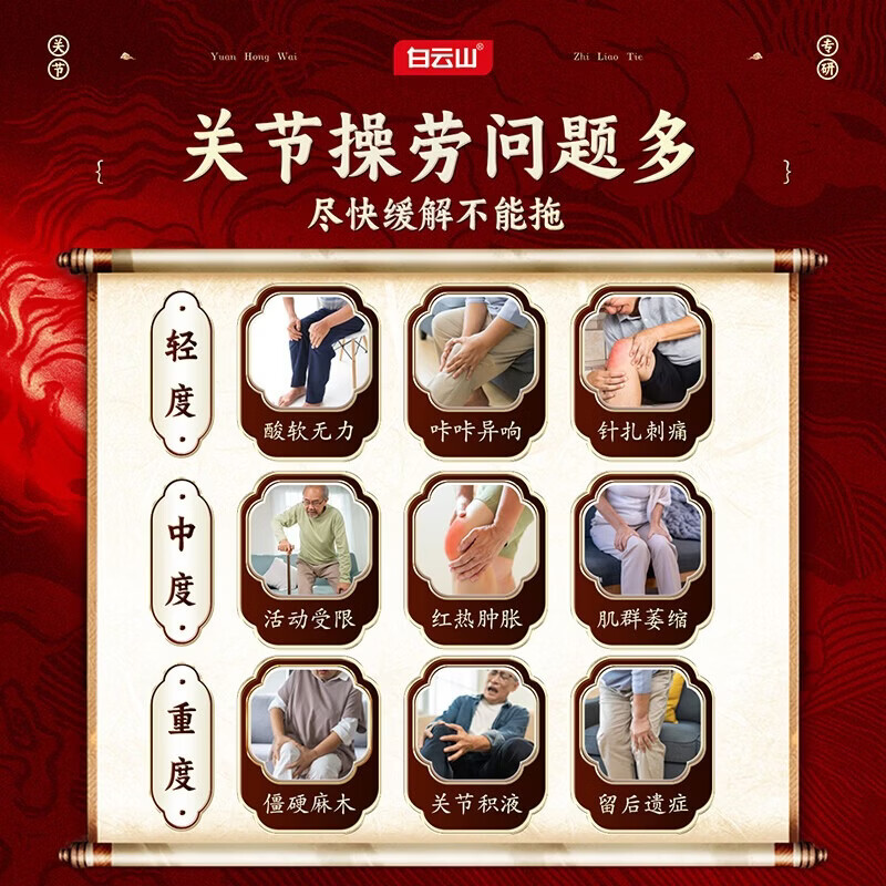 白云山关节贴膝盖贴膝盖积液关节炎滑膜炎专用膏贴半月板损伤修复腱鞘炎 6贴*2盒 改善装【轻度关节问题】 白云山正品保障&膏贴行业TOP