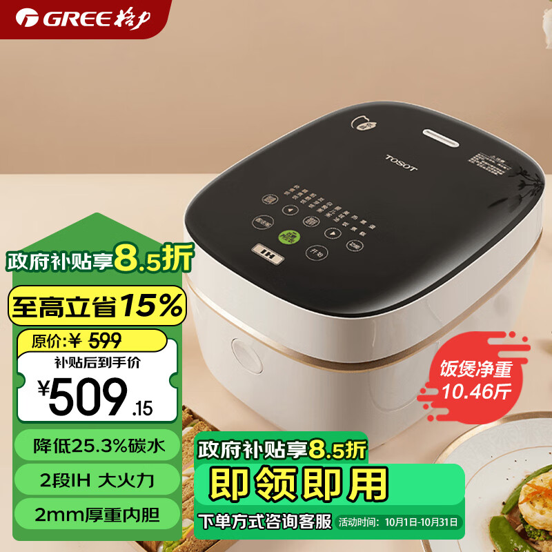 大松(tosot)格力低糖电饭煲家用2-3-5人电饭锅小型智能多功能沥水饭