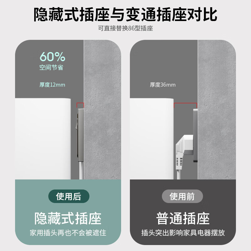国际电工86型暗装嵌入开关插座隐藏一开五孔插座一键断电免插拔内嵌式插座 【金色】一开5孔隐藏插座