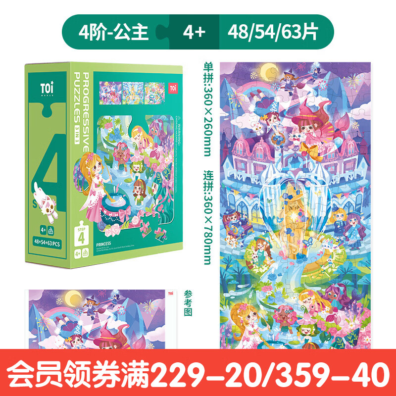 TOI儿童特供拼图3-6岁进阶拼图早教玩具男孩女孩生日礼物TK 4阶-公主(适合4岁+) 京东折扣/优惠券