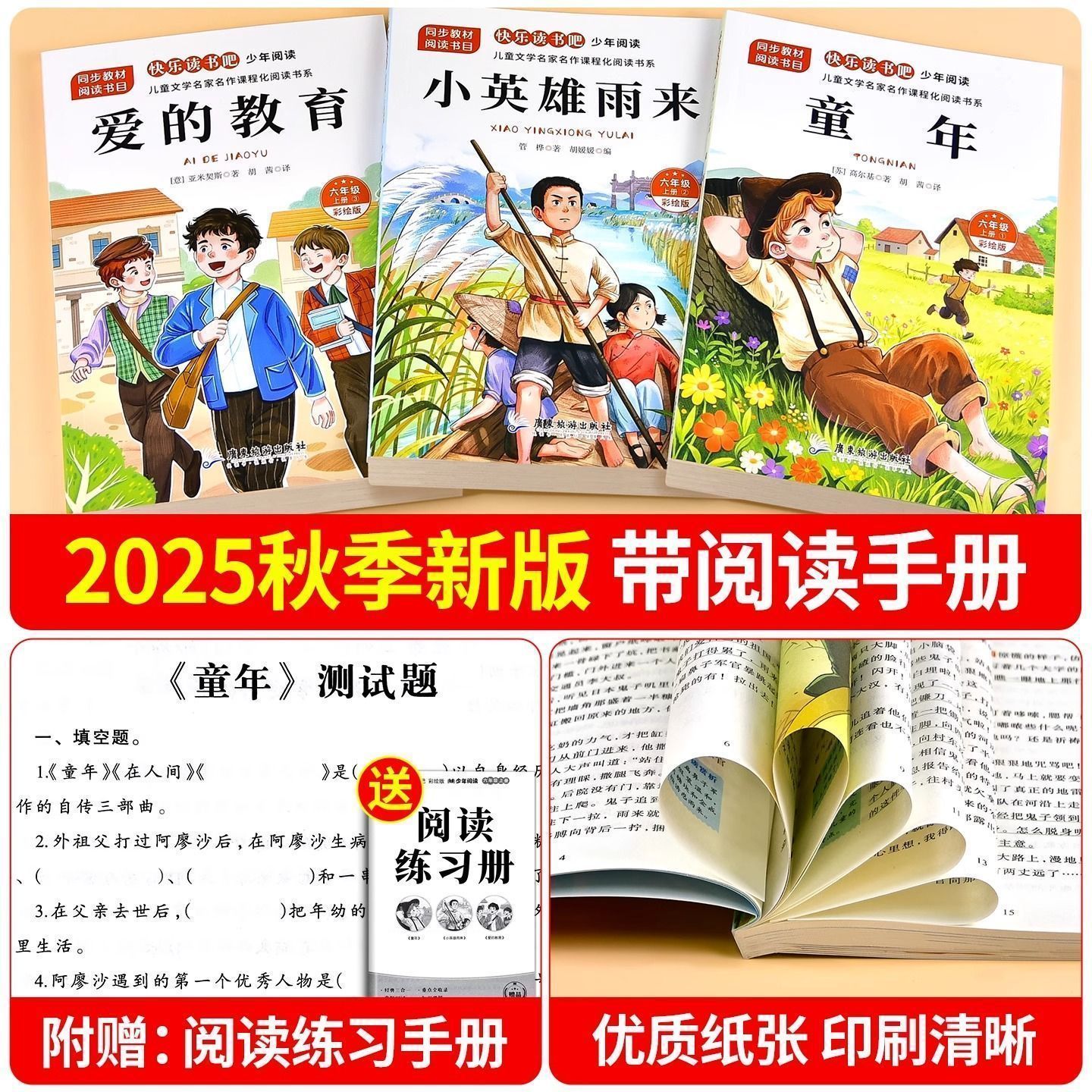 全套3册童年六年上册必读课外书快乐读书吧爱的教育小英雄雨来完整正版原著老师推荐小学生6上儿童经典文学暑假必读课外阅读 【全套3本】快乐读书吧六上必读正版送考点 正版现货