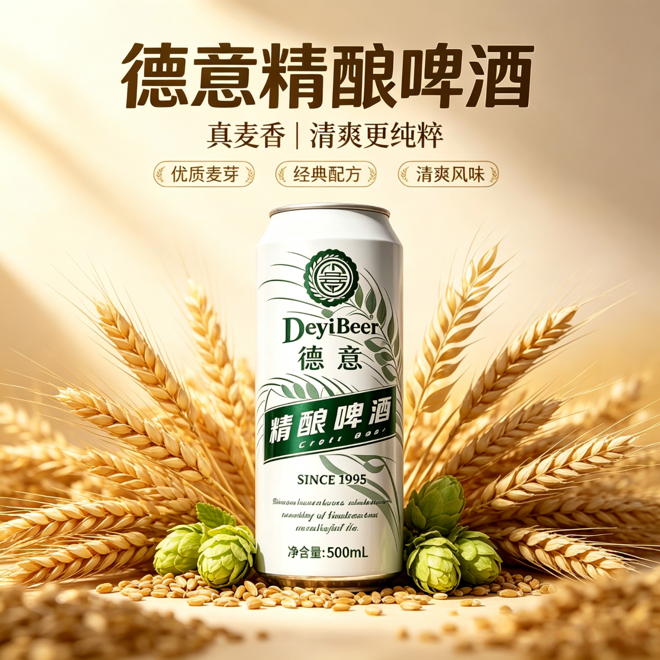 德意精酿全麦白啤12麦芽浓度500ml整箱12罐啤酒送礼自饮微醺庆功 德意全麦精酿啤酒 500mL 12罐 整箱装