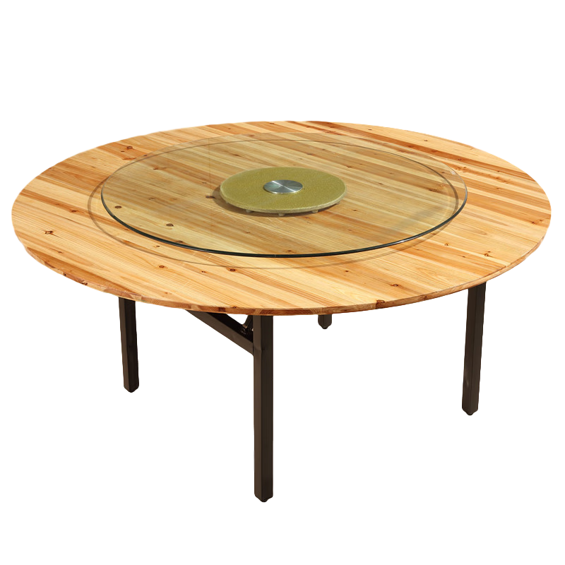 邦將 邦將實(shí)木酒店大圓桌飯店宴會杉木圓桌面家用餐廳餐桌折疊圓桌 1.8米折疊+桌架+1.2轉(zhuǎn)盤12-14人