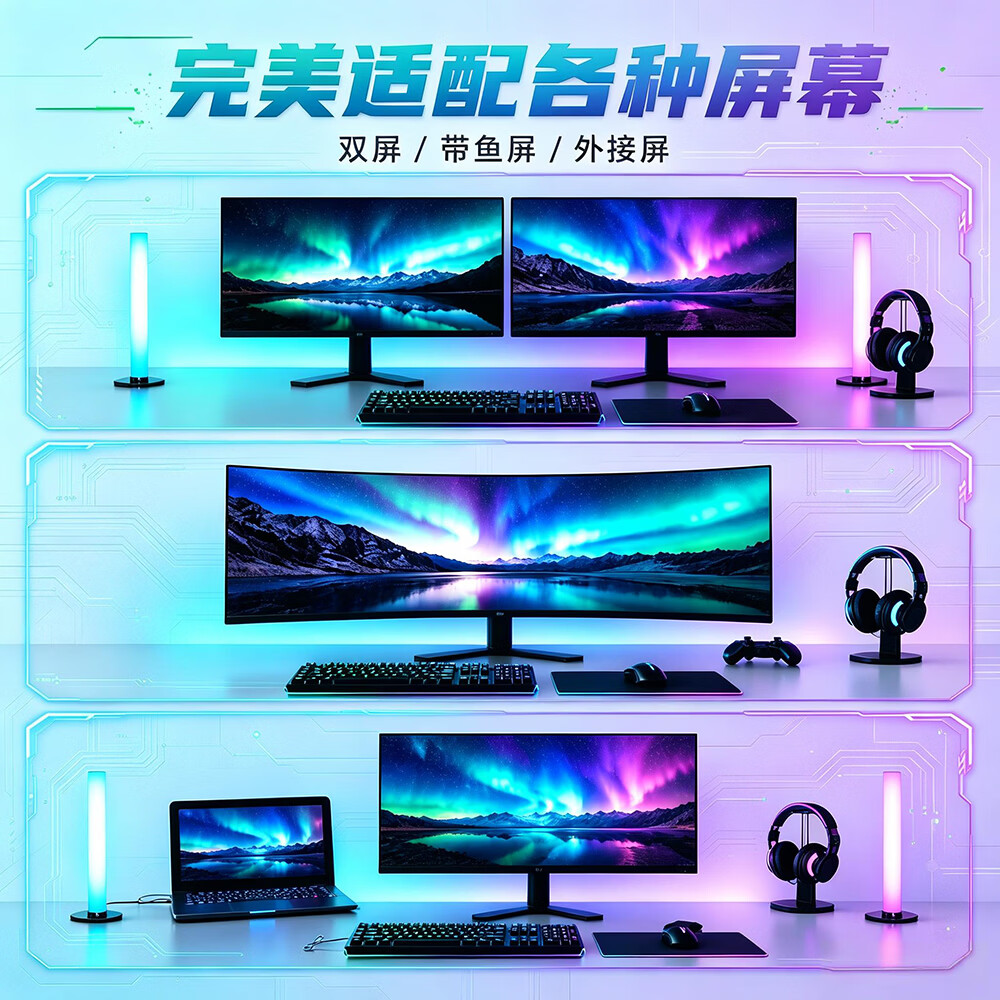 维亿曼电脑神光同步灯带电竞氛围灯屏幕同光RGB灯声光音乐律动 23-27寸 23-27寸适用(3米款)