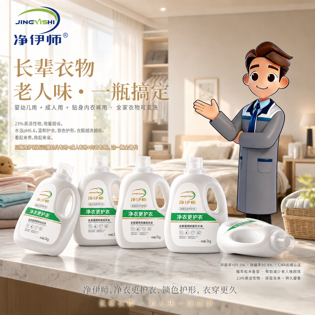 净伊师长辈衣物帮助减少老人味抑菌洗衣液 1瓶
