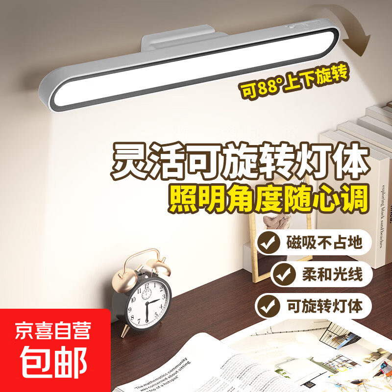 台灯学习宿舍灯LED护眼酷毙灯学生宿舍用灯保视力充电卧室床头灯 充电款+充插两用+三色调光