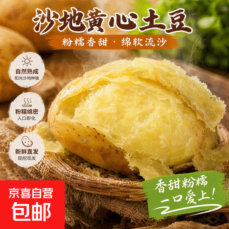 当季现挖黄心土豆农家新鲜大个黄皮黄心蔬菜洋芋马铃薯炸薯条专用 带箱2斤装 小果