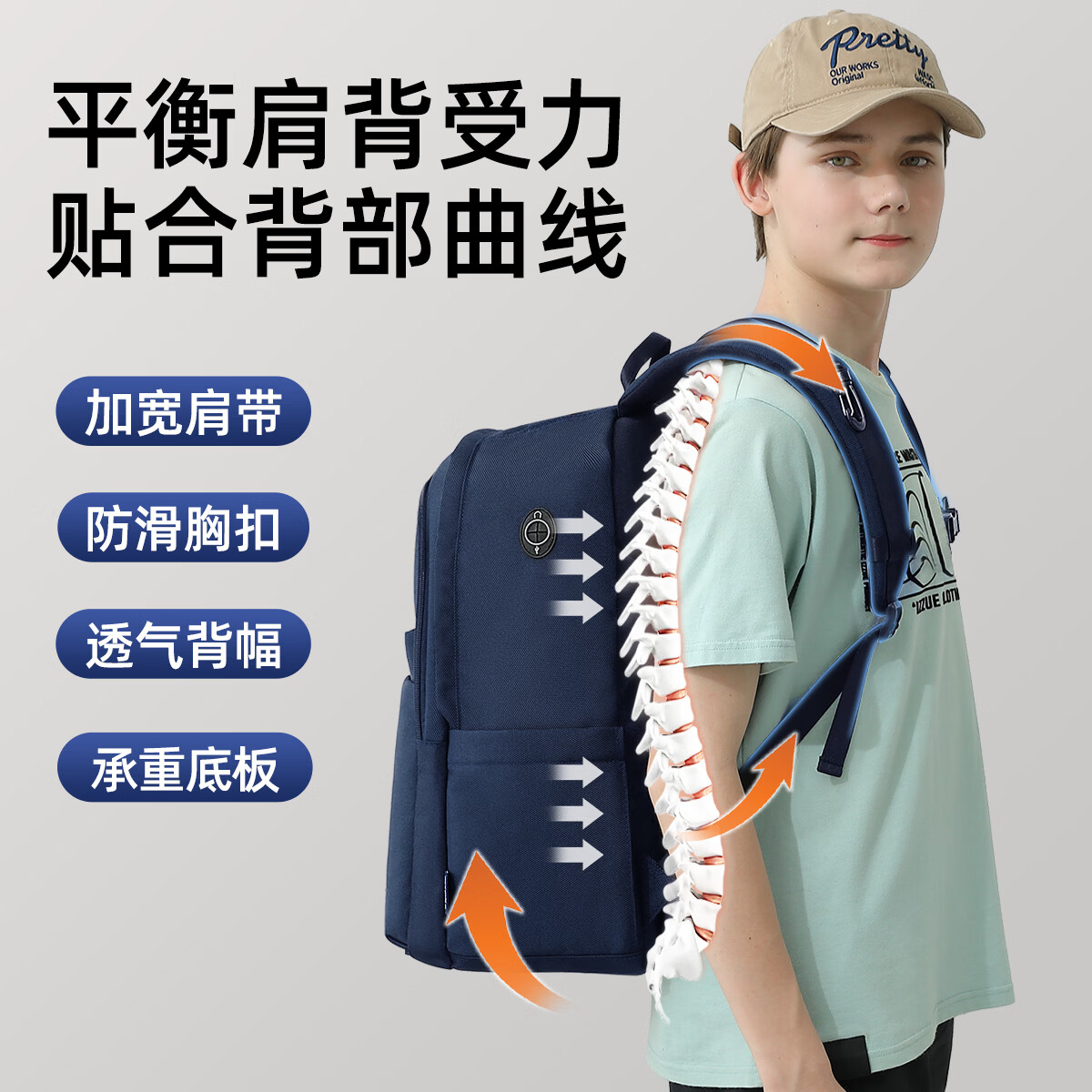 UNIVERSITY OF CAMBRIDGE剑桥大学初中生书包中学生男孩女高中生超大容量旅行双肩背包减负 CA572深蓝 推荐初高中-大学
