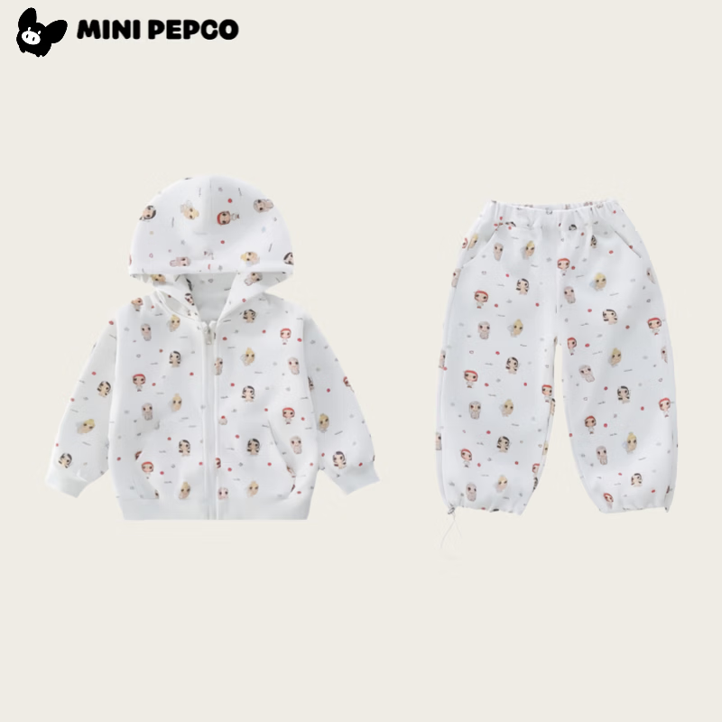 小猪班纳(PEPCO)儿童卡通印花连帽卫衣套装 娃娃连帽套粉色 (不包含短袖) 80 【建议身高73-80cm】