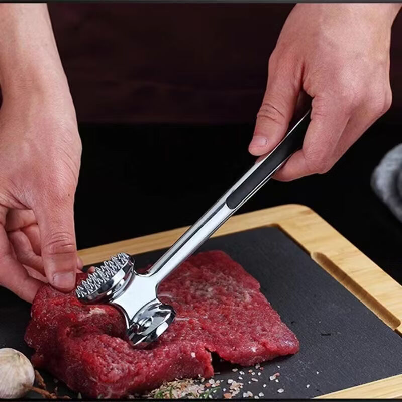 CRHMMFLF家用敲肉厨房牛排锤子牛肉神器敲打嫩肉工具牛扒拍打双面松肉专用 只卖精品货餸 【两面钉高品质】肉锤