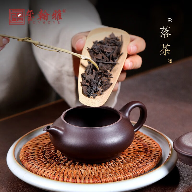 玺翰雅（ROYHOYE） 收藏宜兴紫砂壶名家国工蒋静明纯全手工泡茶壶原矿老紫泥百目紫茄泥家用高档闷壶 明炉壶 190ml