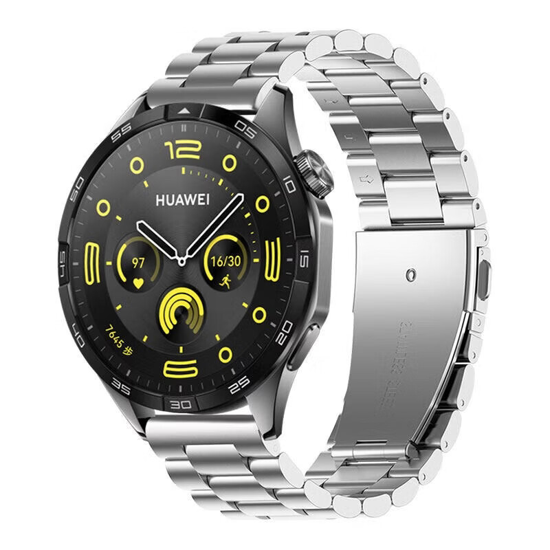 芯咚使用华为watch3/4/5/GT3/3Pro/GT4/4Pro/GT5/5Pro/GT6/GT6Pro金属表带经典百搭三株精钢蝴蝶扣表带 银色精钢表带【22mm接口通用】 适用华为手表 GT6/GT6pro【46MM表盘】