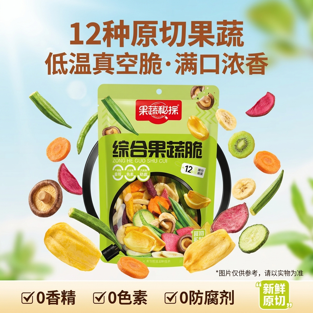 果蔬秘探综合果蔬香菇萝卜秋葵脆片混合装休闲儿童零食办公室下午茶150g