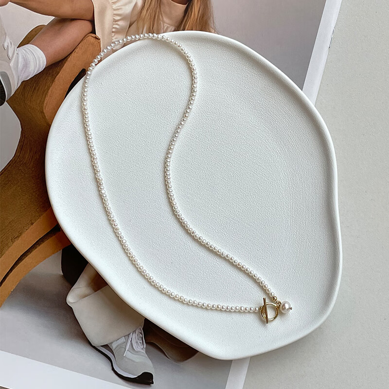 ayz三种戴法颈法式罕见极细迷你珍珠925银项链锁骨链ot扣 包金款总长