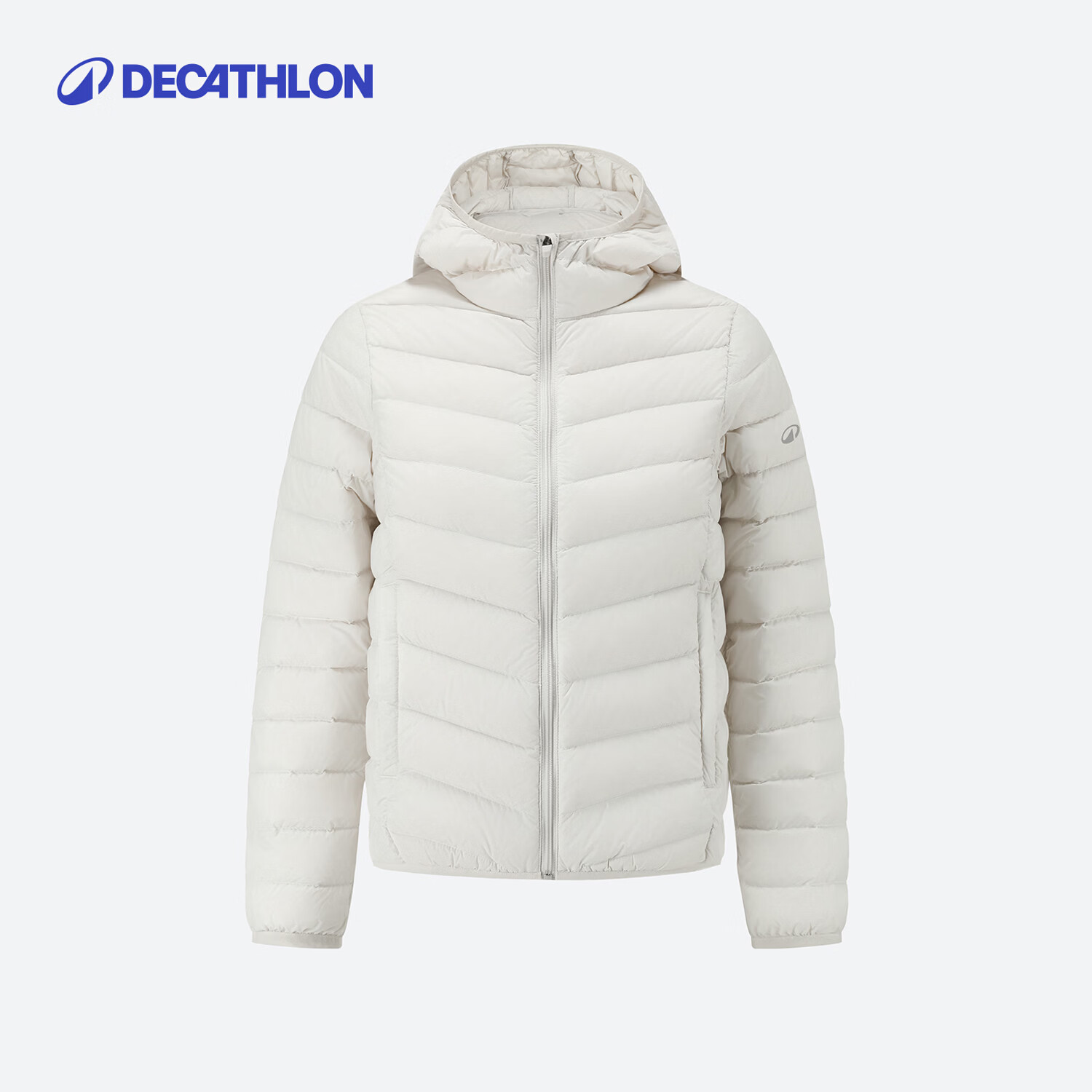 迪卡侬（DECATHLON）儿童户外运动羽绒服保暖短款连帽上衣排骨羽绒服HIKE100 米白色 均码 151-160cm12-13岁
