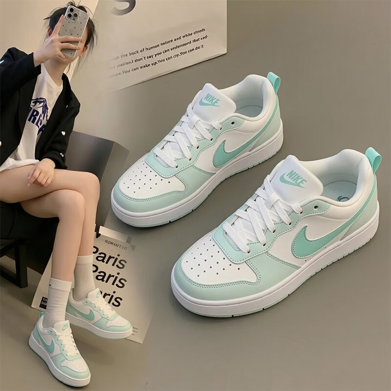 耐克（NIKE）官方女鞋 2026秋季新款COURT运动鞋时尚大童休闲鞋耐磨透气板鞋女 【新品】100-冰翡翠白/晒图退10 38.5