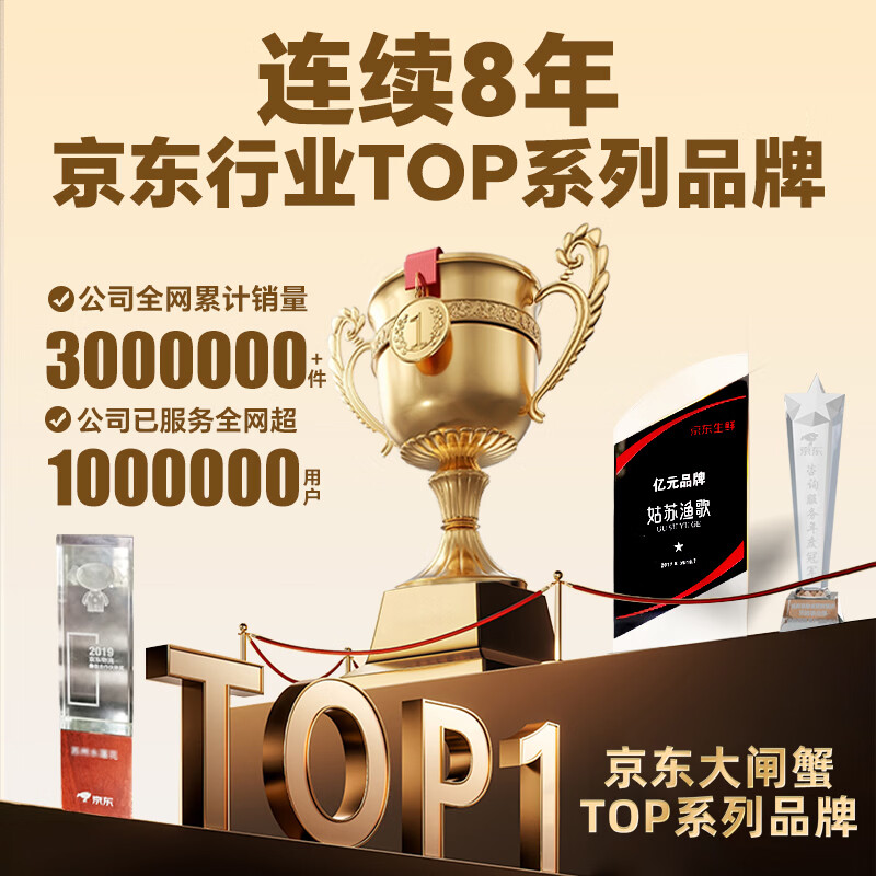 【礼券】姑苏渔歌大闸蟹礼券螃蟹券蟹卡礼盒礼品卡节日送礼提货券 6888型 4.0公3.0母 4对 8只