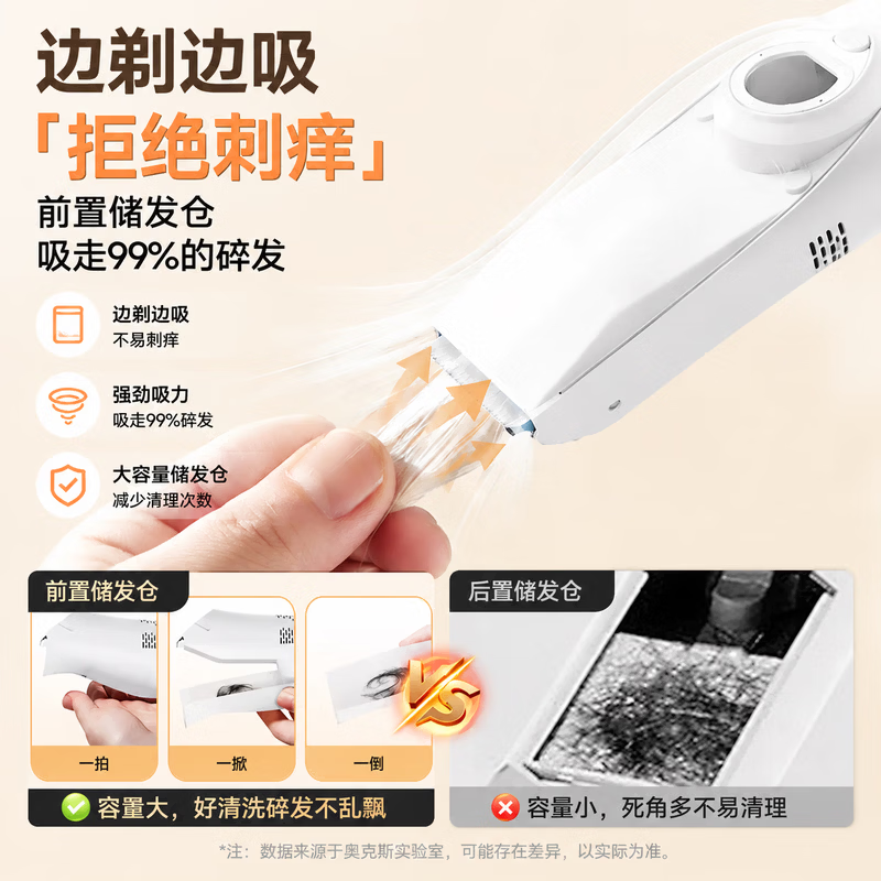 RASW【德国】德国婴儿理发器超静音自动吸发0-3岁不伤头皮宝宝专用剃胎毛专业理发新生儿童推子剃发神 【珍珠白】 【3倍吸力款丨婴儿级不卡发】 宝宝专用理发器3倍吸力静音不卡发